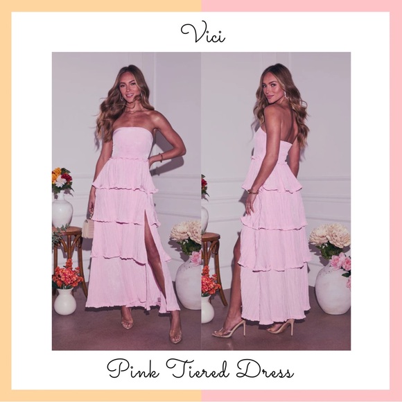 Vici Dresses & Skirts - Vici Pink Tiered Dress